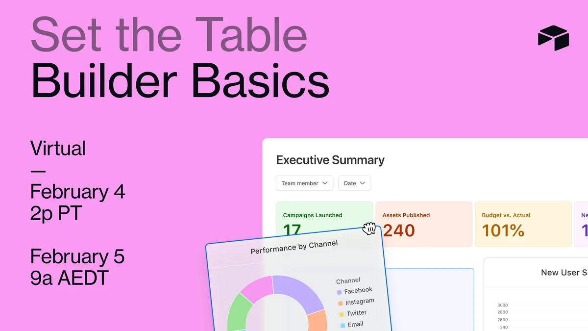 Airtable: Master the fundamentals at "Set the Table: Builder Basics" this February — public x-twitter post media curated for social post design inspiration.