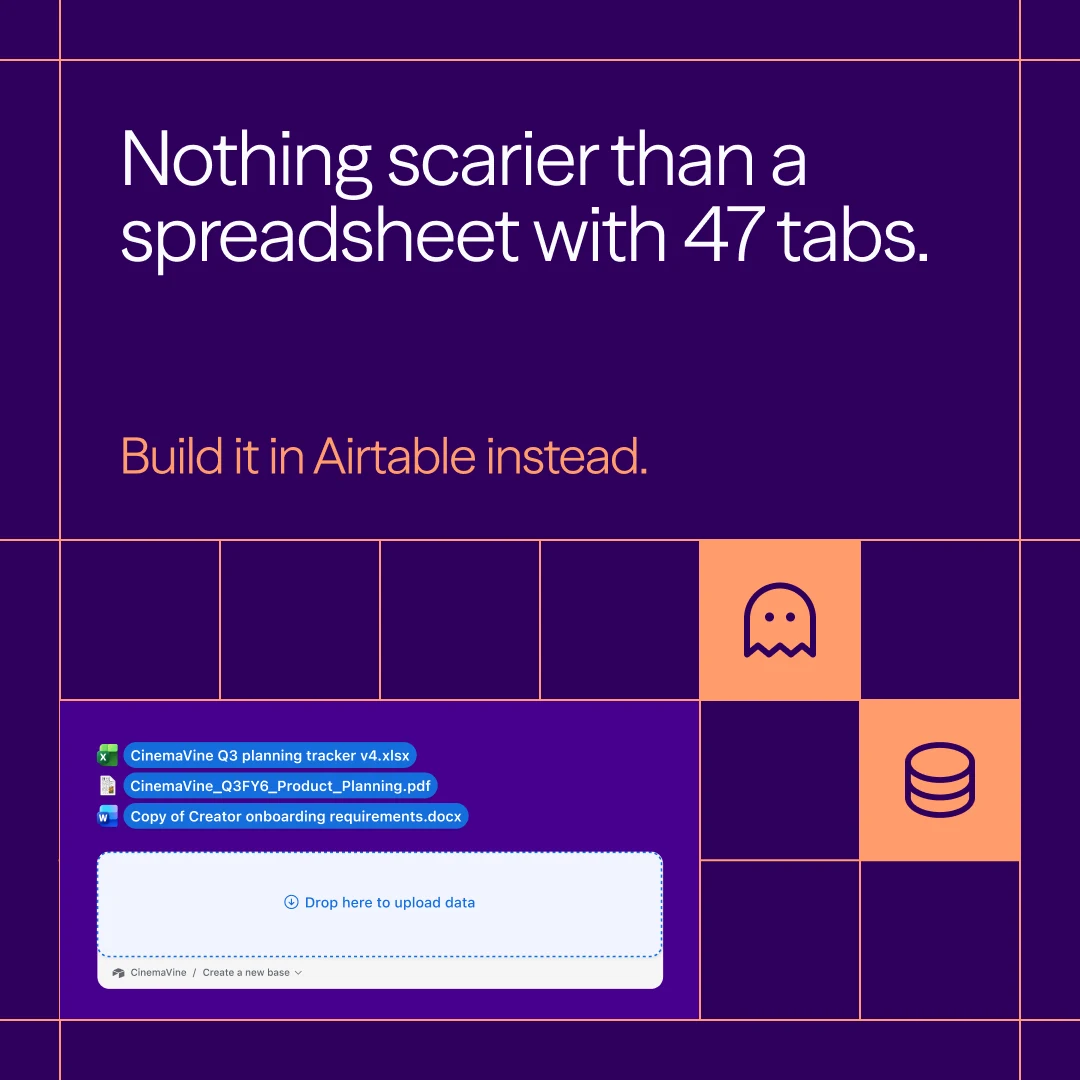 Airtable: Some spreadsheets are spookier than others — public x-twitter post media curated for social post design inspiration.