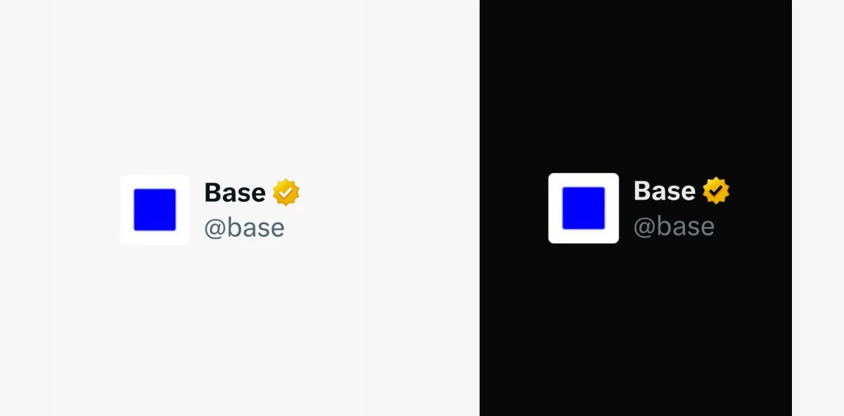 Base dark-mode profile update — public X/Twitter post media curated for social post design inspiration.