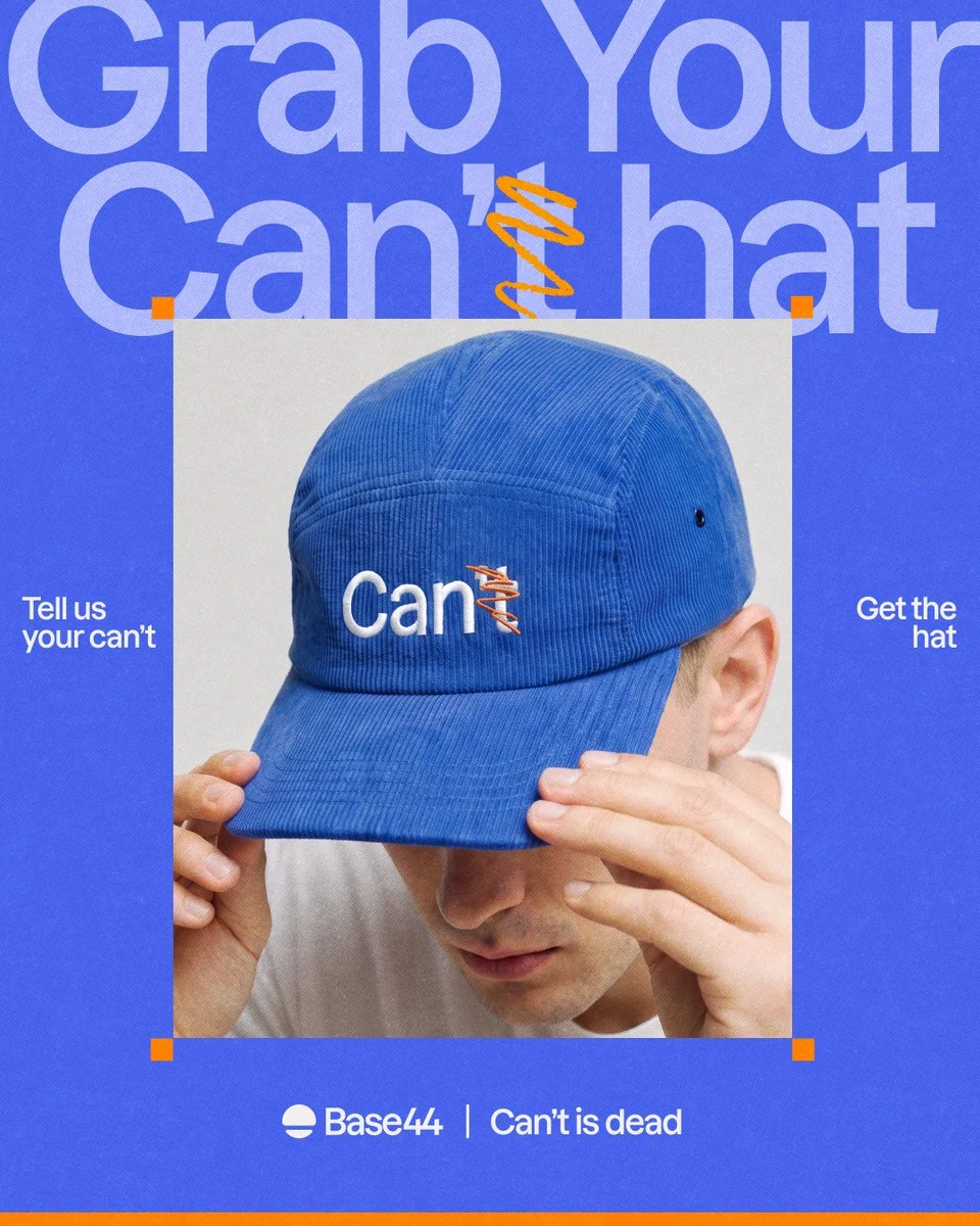 Base44: Can't is dead — public x-twitter post media curated for social post design inspiration.