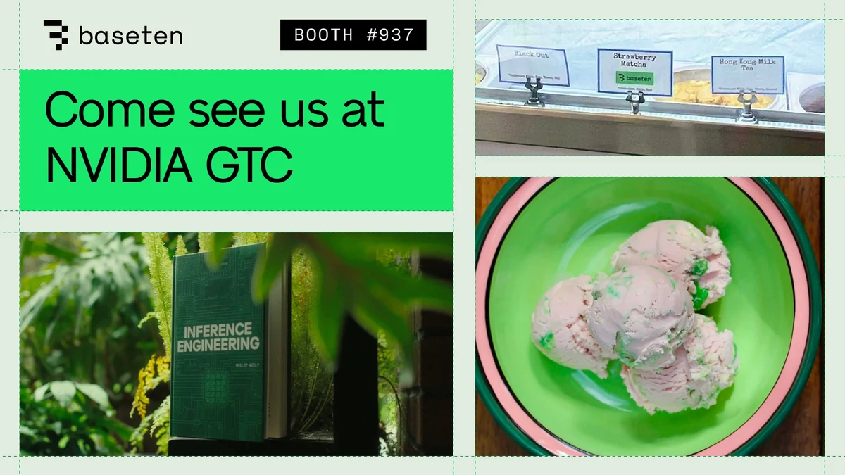 Baseten: We're excited for NVIDIA GTC next week — public x-twitter post media curated for social post design inspiration.