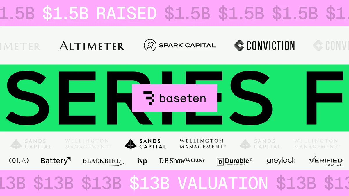 Baseten: We’re excited to announce our $1.5B Series F — public x-twitter post media curated for social post design inspiration.