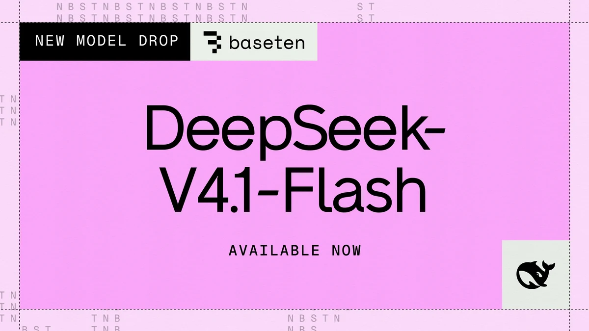 DeepSeek V4.1 Flash is live on Baseten Model APIs, day 0 — public x-twitter post media curated for social post design inspiration.