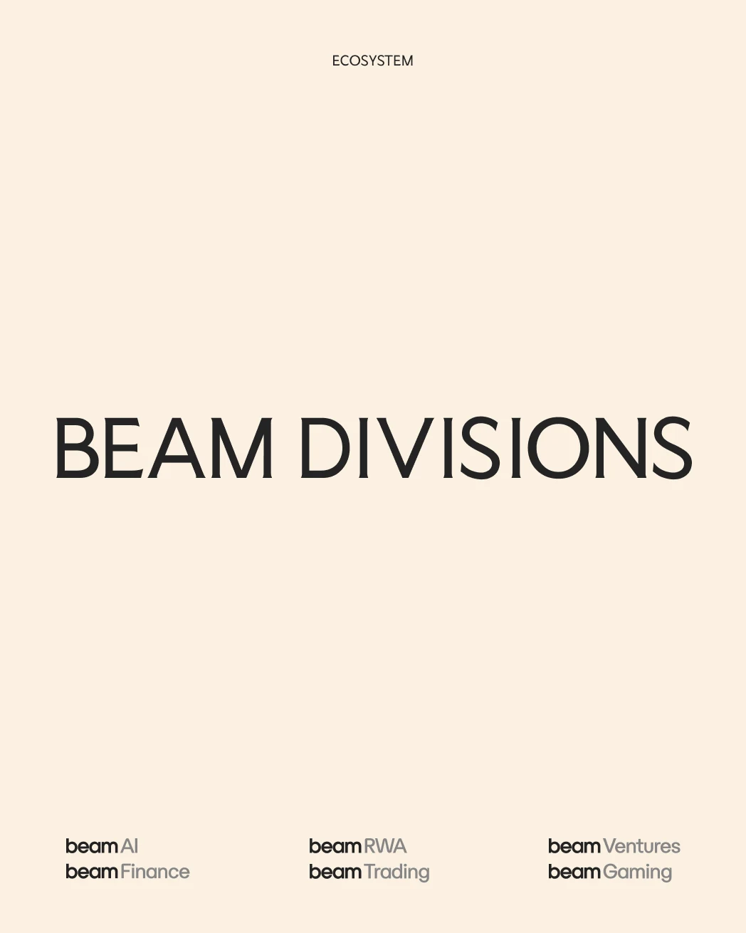Beam Foundation: Six divisions — public x-twitter post media curated for social post design inspiration.