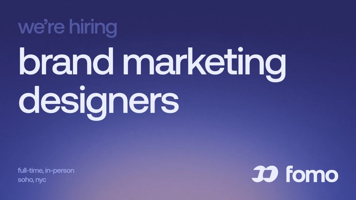 Ben: We're hiring brand marketing designers @fomo (NYC, in-person) — public x-twitter post media curated for social post design inspiration.