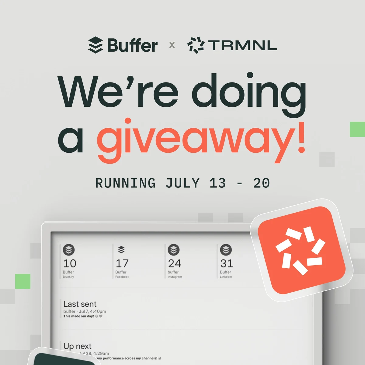 Buffer: To celebrate our new TRMNL plugin, we're teaming up with our friends — public x-twitter post media curated for social post design inspiration.