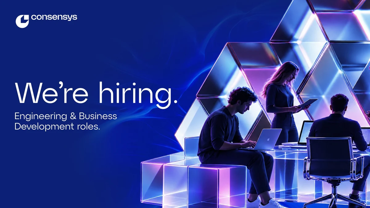 Consensys.eth: We are massively hiring to support our growth across several roles — public x-twitter post media curated for social post design inspiration.