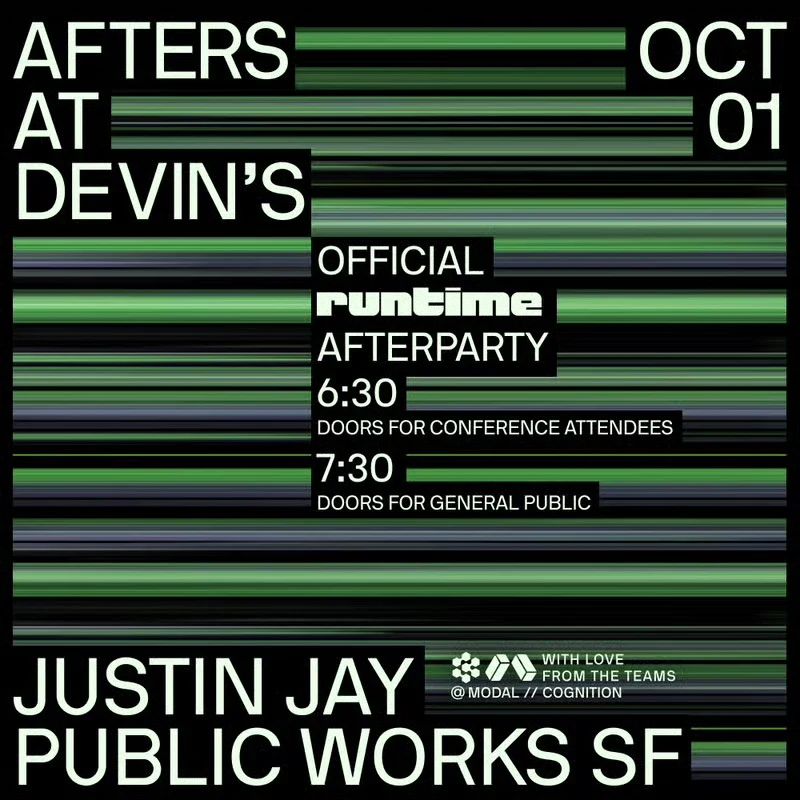 Nader dabit: If you're in SF, @cognition is hosting Afters at Devin's with @modal — public x-twitter post media curated for social post design inspiration.