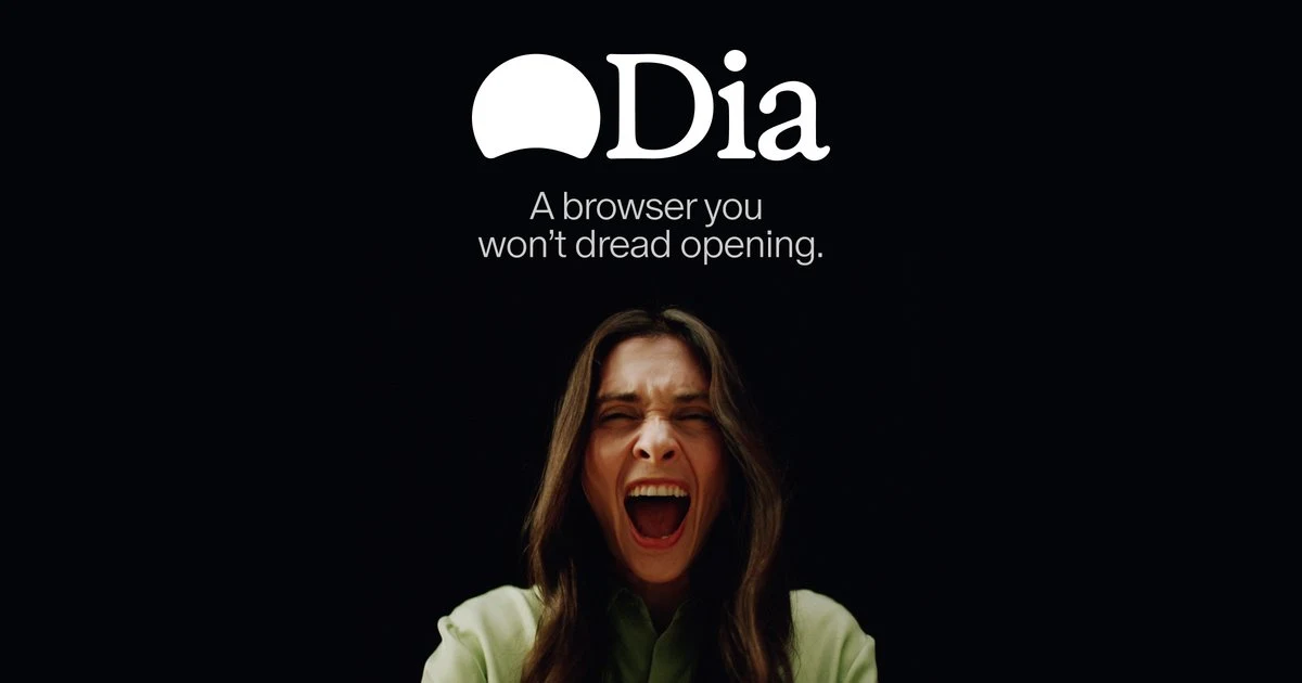 Dia | A browser you won't dread opening — public x-twitter post media curated for social post design inspiration.