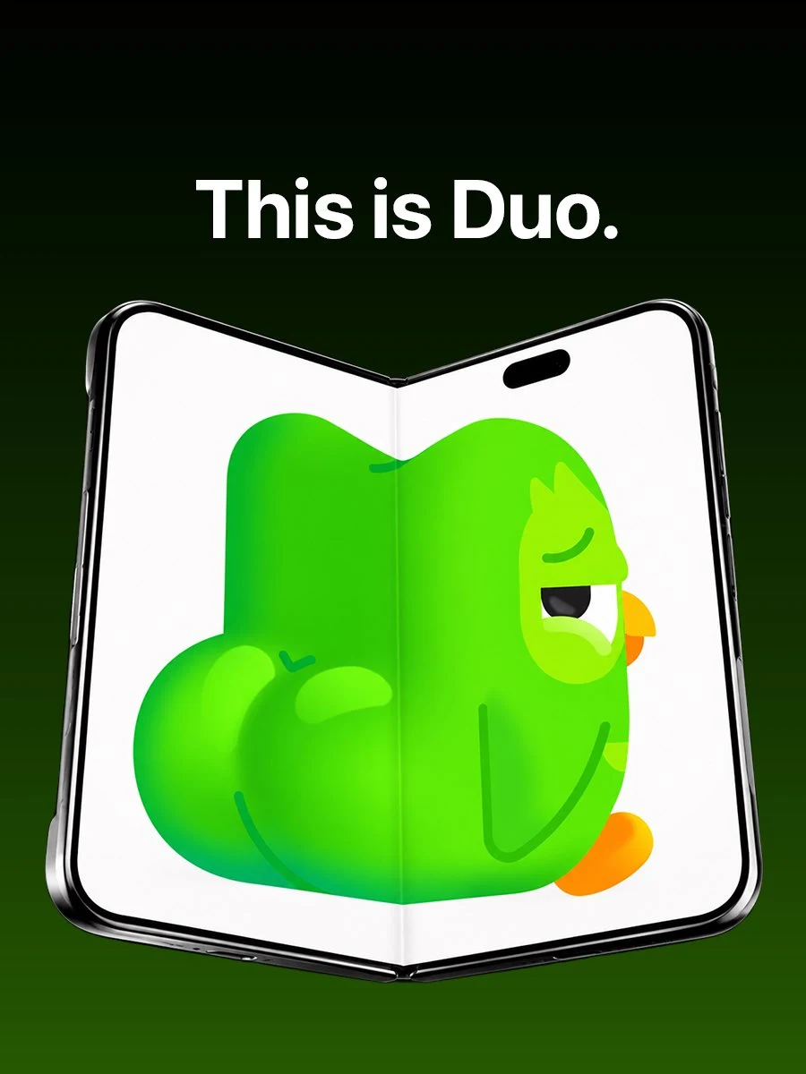 Duolingo: they named a phone after me and made it bend over — public x-twitter post media curated for social post design inspiration.