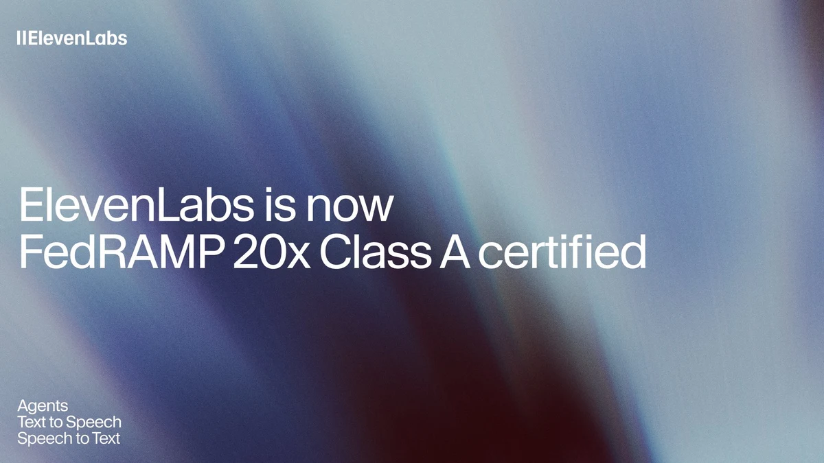 ElevenLabs is now FedRAMP 20x Class A Certified — public x-twitter post media curated for social post design inspiration.