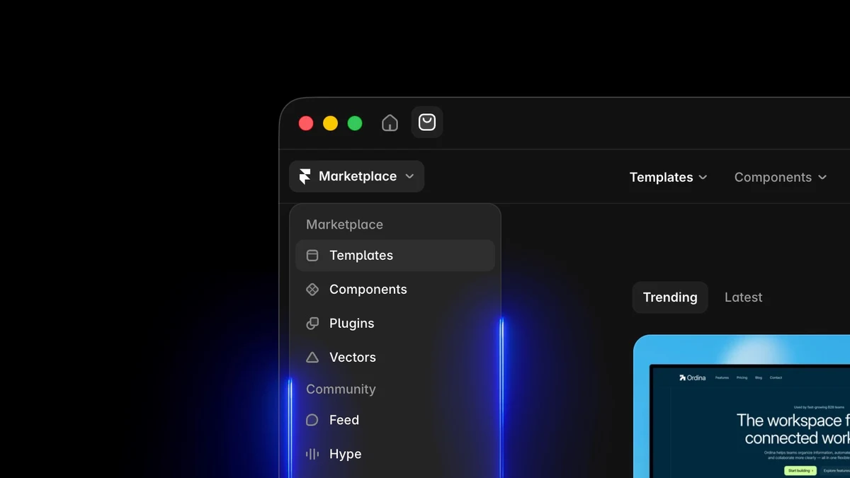 Framer: Community and Marketplace now share a single top bar — public x-twitter post media curated for social post design inspiration.
