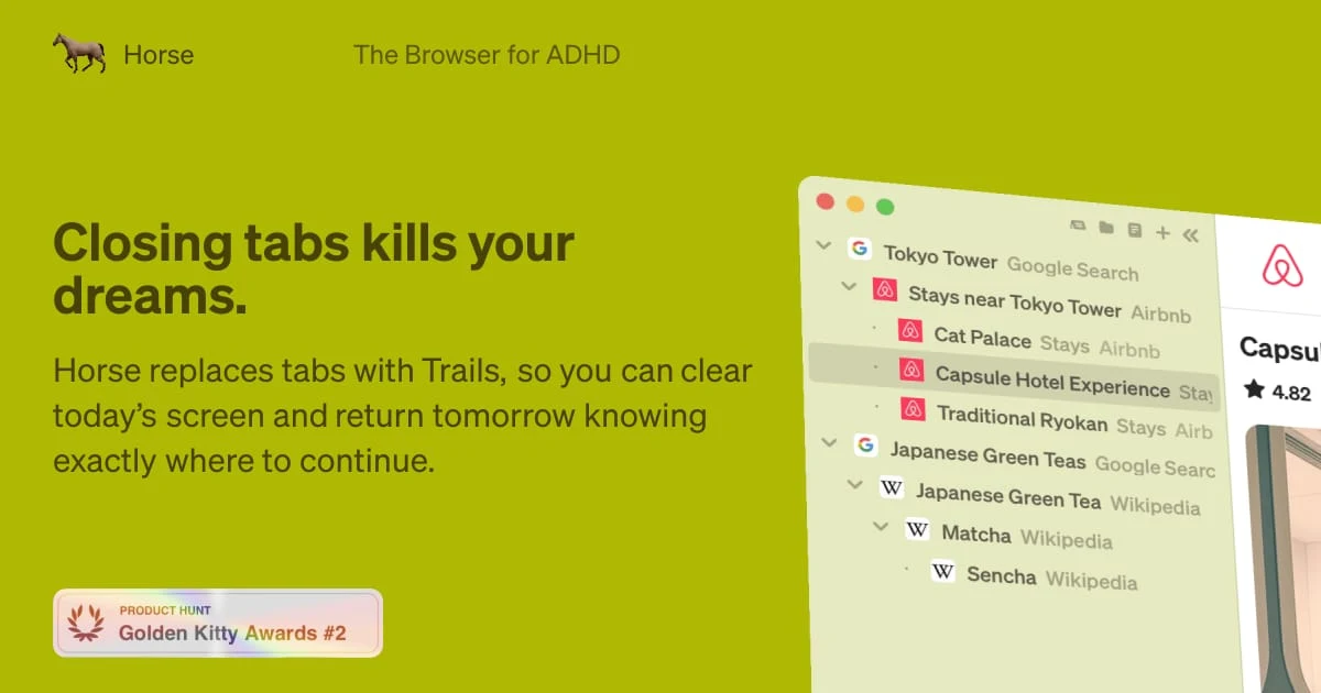 Horse: The Browser for ADHD — public x-twitter post media curated for social post design inspiration.