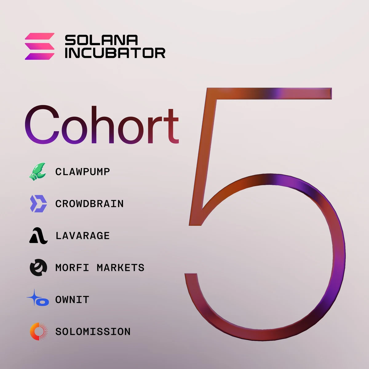 Cohort 5 of the Solana Incubator — public x-twitter post media curated for social post design inspiration.