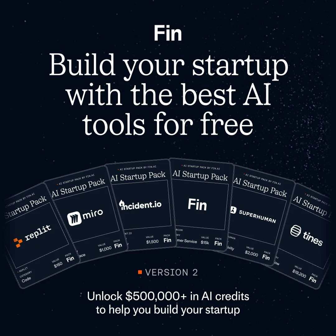 Intercom: We're launching v2 of the AI Startup Pack by @fin_ai — public x-twitter post media curated for social post design inspiration.