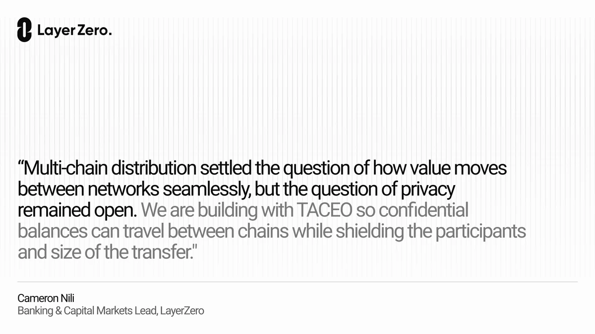 LayerZero is building an integration with @TACEO_io for cross-chain — public x-twitter post media curated for social post design inspiration.