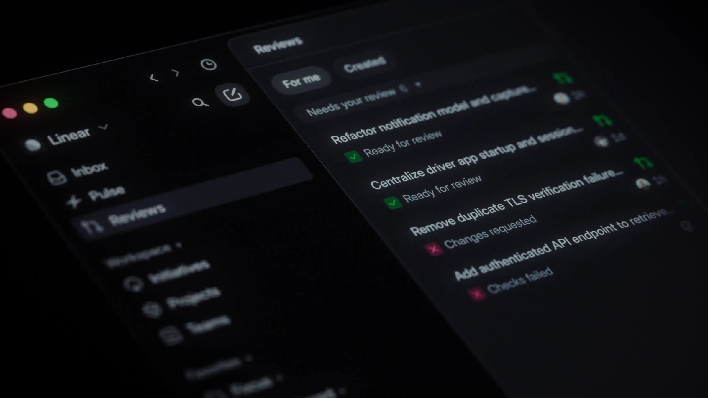Linear Diffs code review demo — public X post media curated for social post design inspiration.