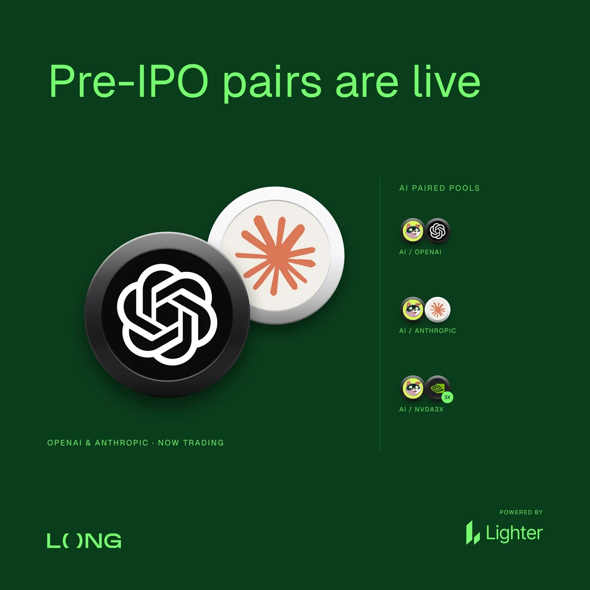 LONG(): Pre-IPO pairs are now live on LONG — public x-twitter post media curated for social post design inspiration.