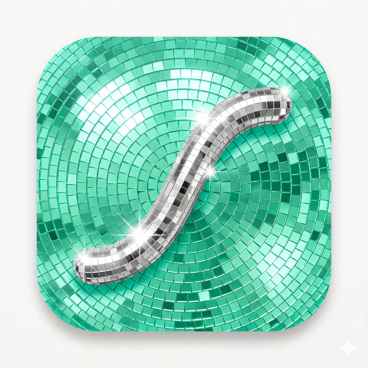 LottieFiles discomorphism app icon graphic with a green disco-tile background.