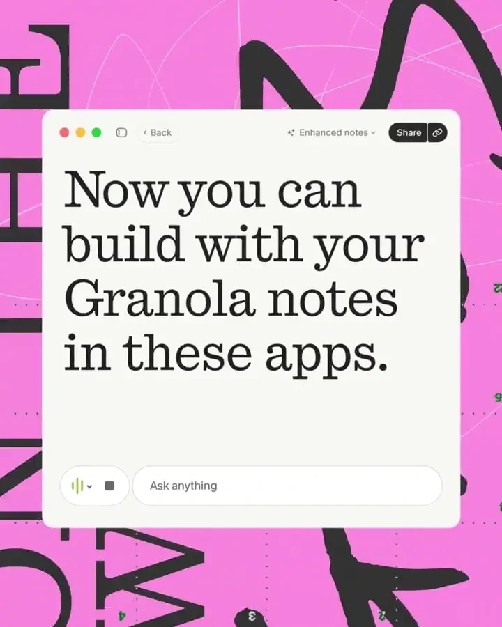 Granola: Build in @v0, @Lovable, @magicpatterns, @attio, @chatprd, @duckbillai — public x-twitter post media curated for social post design inspiration.