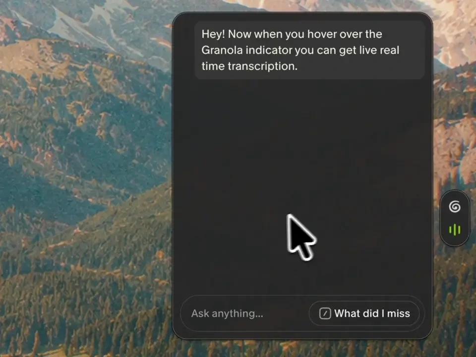 Granola: Live transcription and quick chat — public x-twitter post media curated for social post design inspiration.