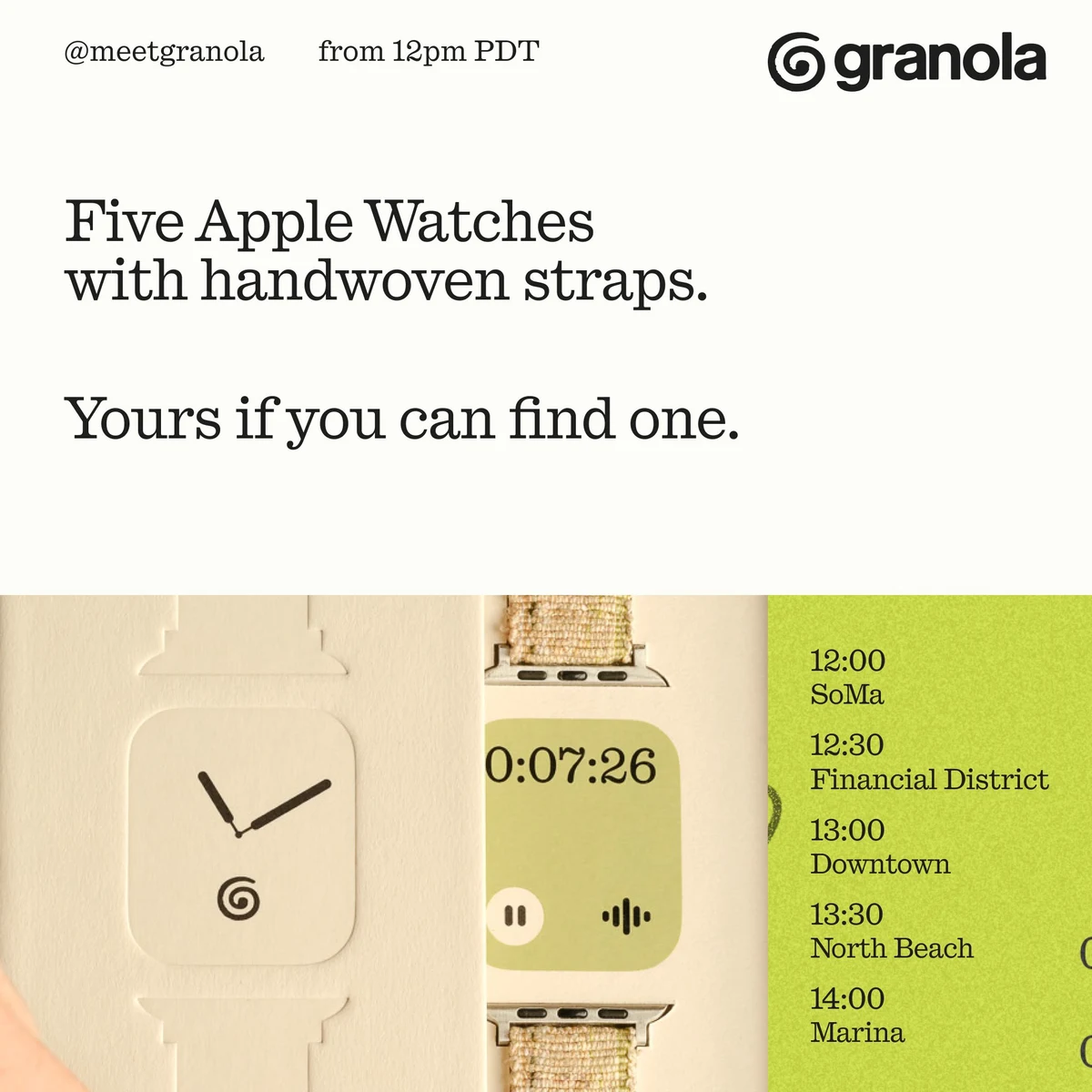 Granola: we handmade 100 Apple Watch straps — public x-twitter post media curated for social post design inspiration.
