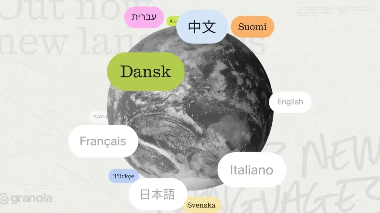 Granola now supports 32 languages — public x-twitter post media curated for social post design inspiration.