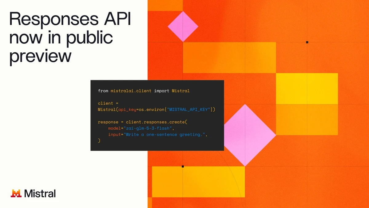 Mistral AI: we’re introducing the Responses API in public preview — public x-twitter post media curated for social post design inspiration.
