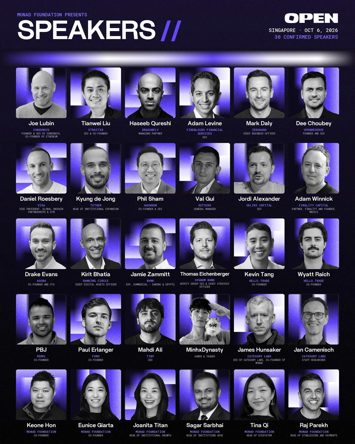 Monad: Revealing some of the speakers at Open — public x-twitter post media curated for social post design inspiration.