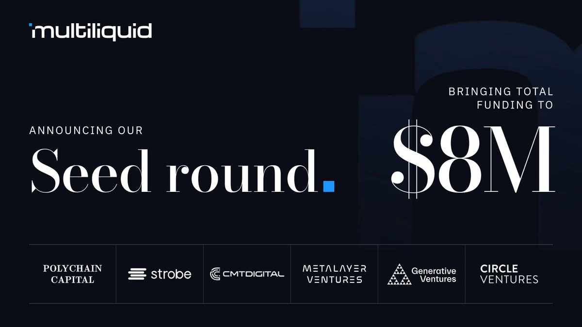 Multiliquid closes seed round led by @polychaincap — public x-twitter post media curated for social post design inspiration.