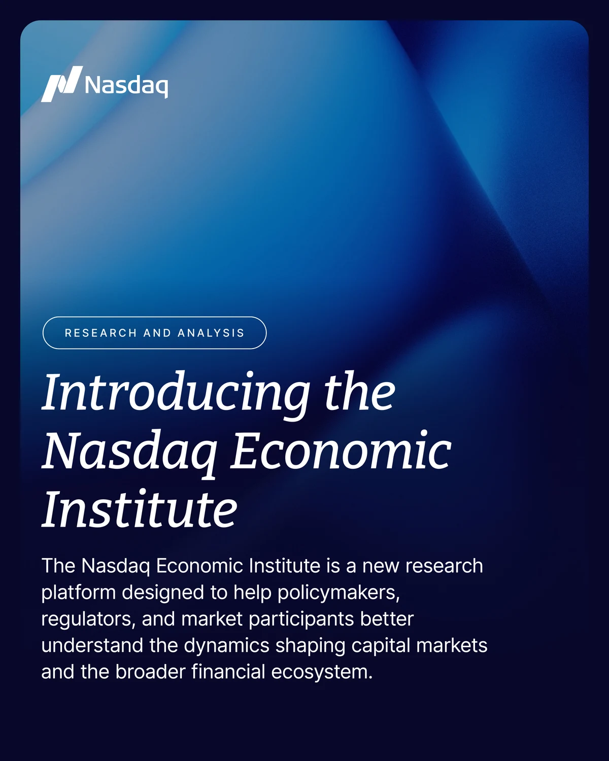 The Nasdaq Economic Institute: a new research platform designed to help — public x-twitter post media curated for social post design inspiration.