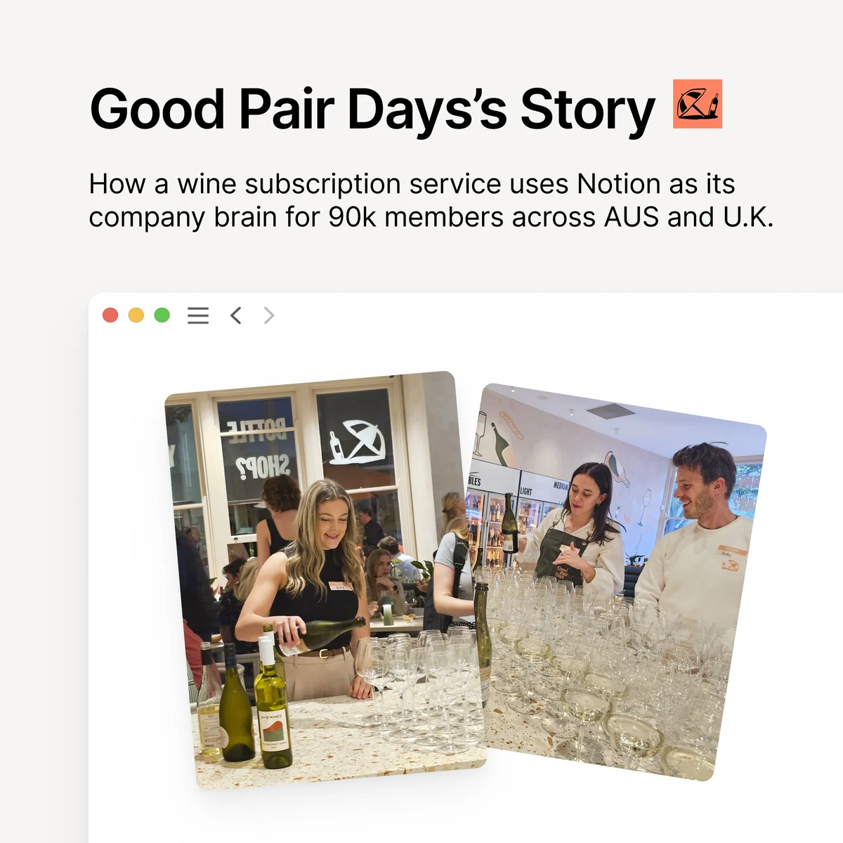Notion: Good Pair Days is a Sydney-based wine subscription company — public x-twitter post media curated for social post design inspiration.