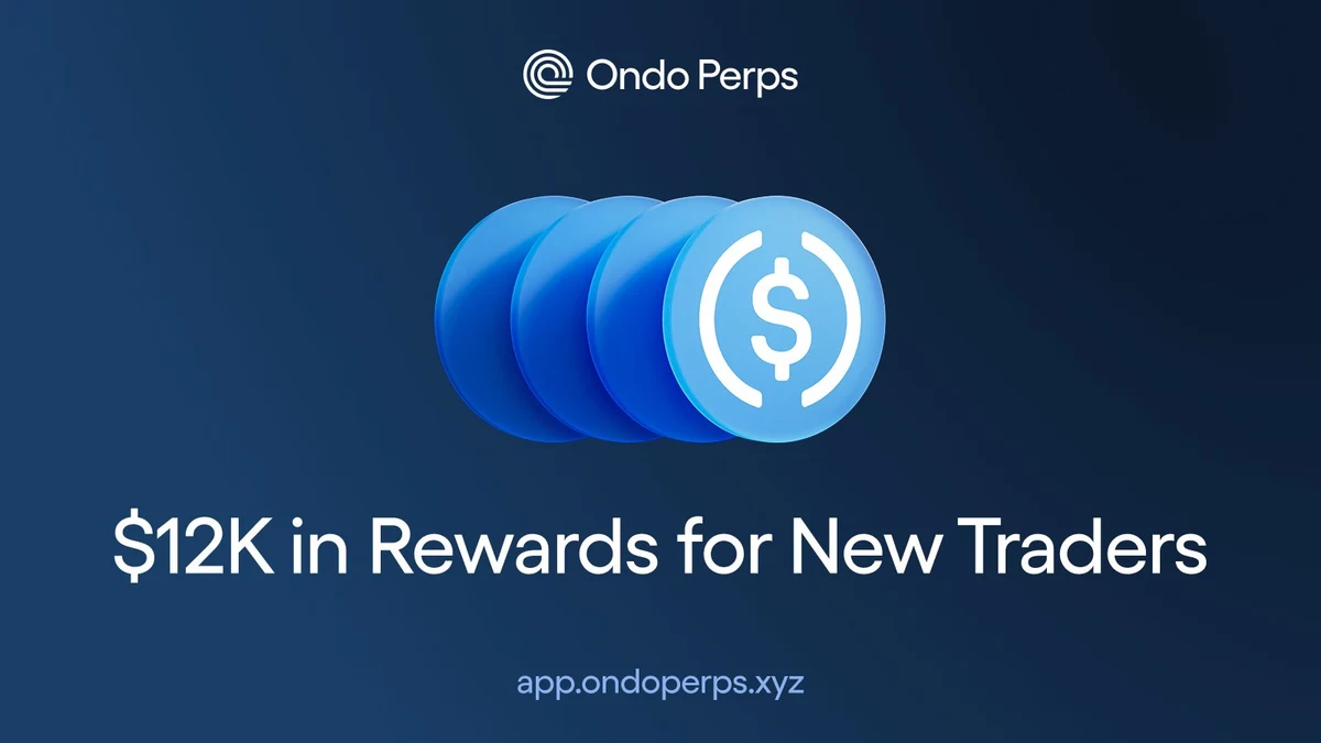 Ondo Perps: $12K is on the table for new traders — public x-twitter post media curated for social post design inspiration.