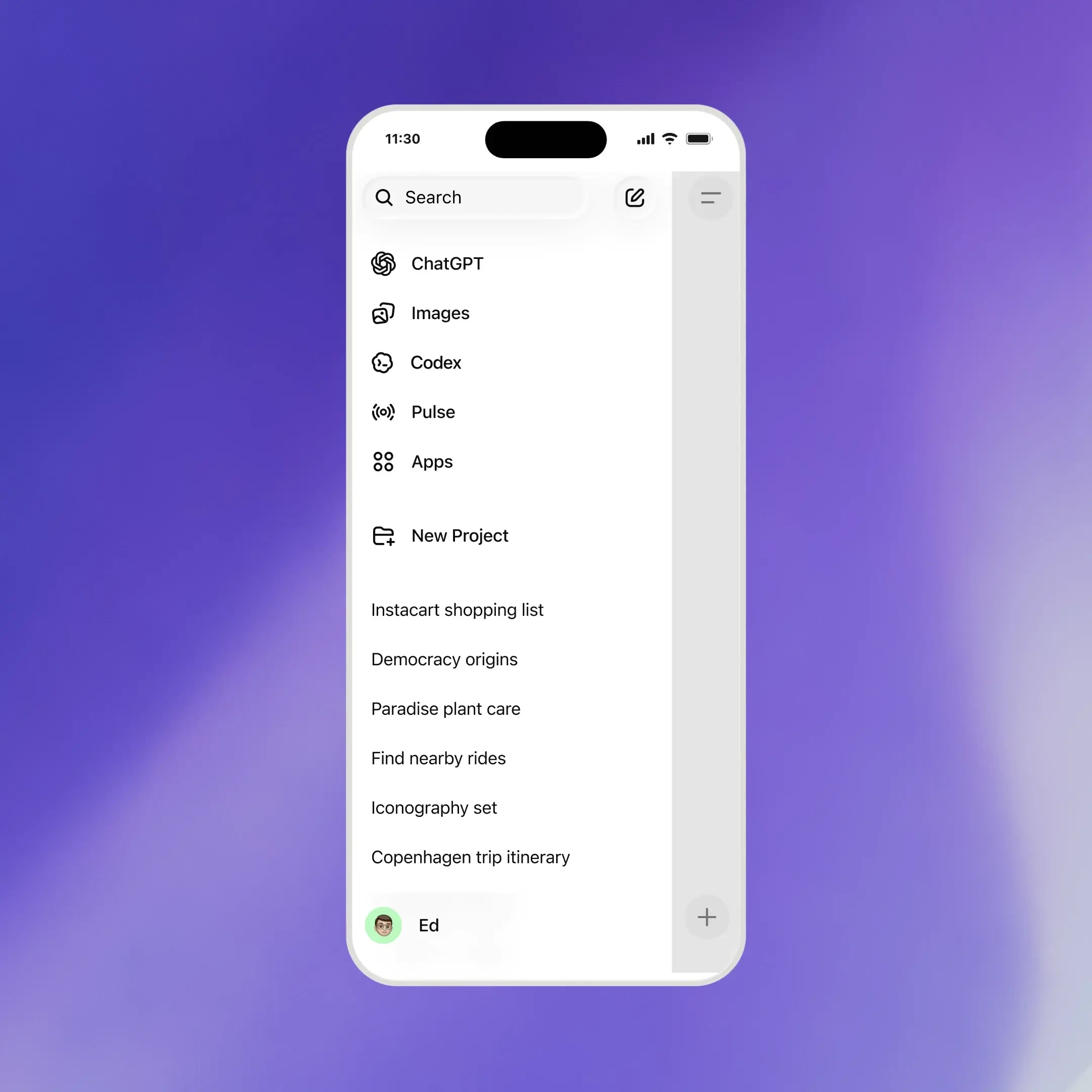 OpenAI Codex mobile app preview — public X/Twitter post media curated for social post design inspiration.