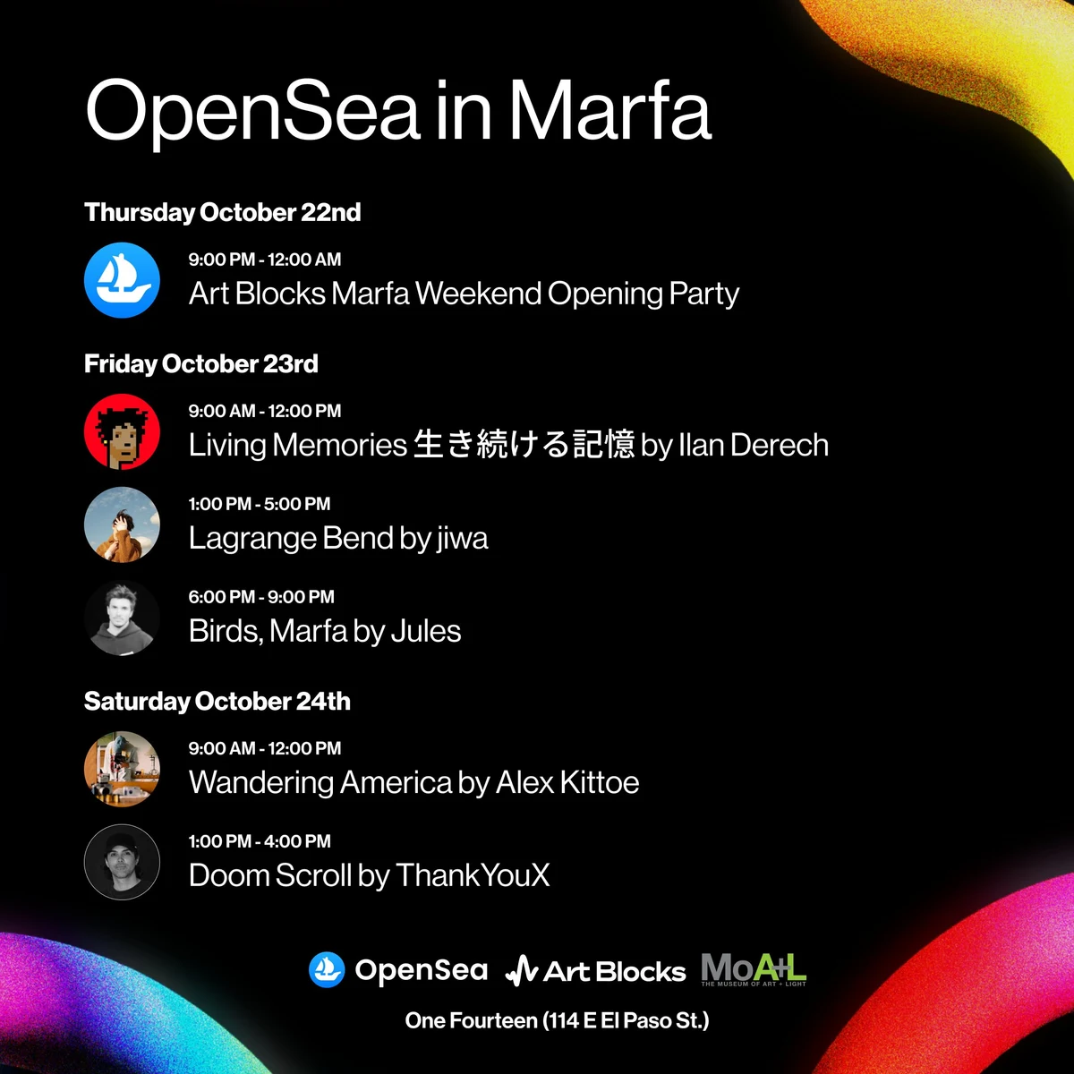 OpenSea is heading to Marfa — public x-twitter post media curated for social post design inspiration.