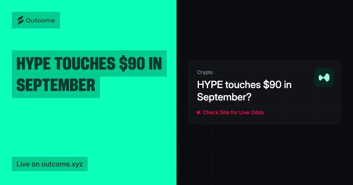 Will HYPE touch $90 in September? Predict it on Outcome. — public x-twitter post media curated for social post design inspiration.