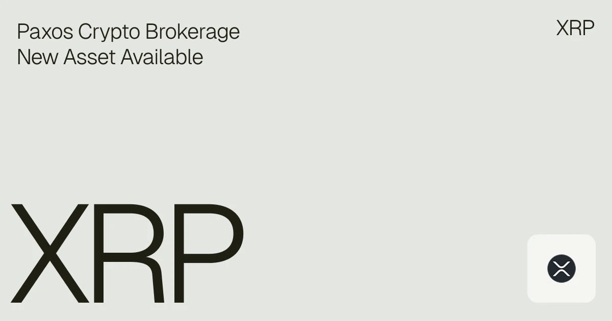 Paxos Crypto Brokerage now supports $XRP — public x-twitter post media curated for social post design inspiration.