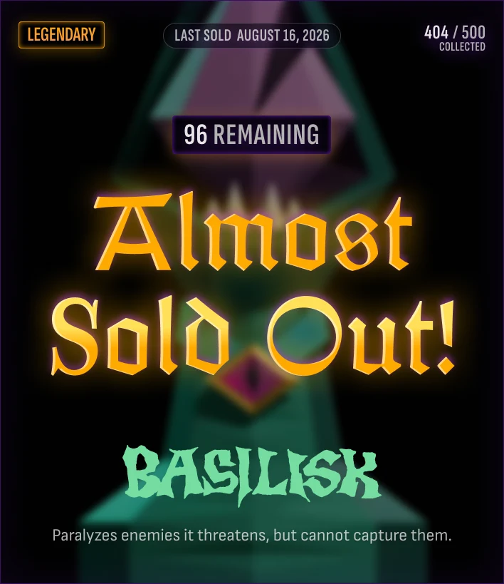 Pixie Chess: BREAKING: Only 96 pieces left before the Basilisk is sold out forever — public x-twitter post media curated for social post design inspiration.