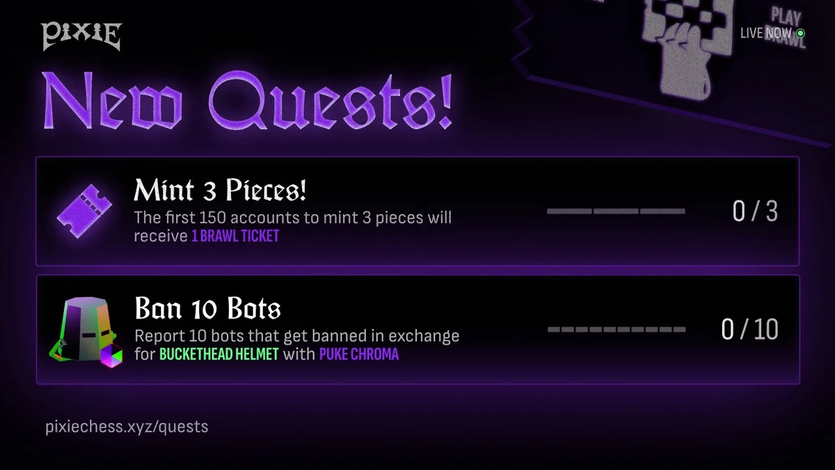 Pixie Chess: New Quests are live this week — public x-twitter post media curated for social post design inspiration.