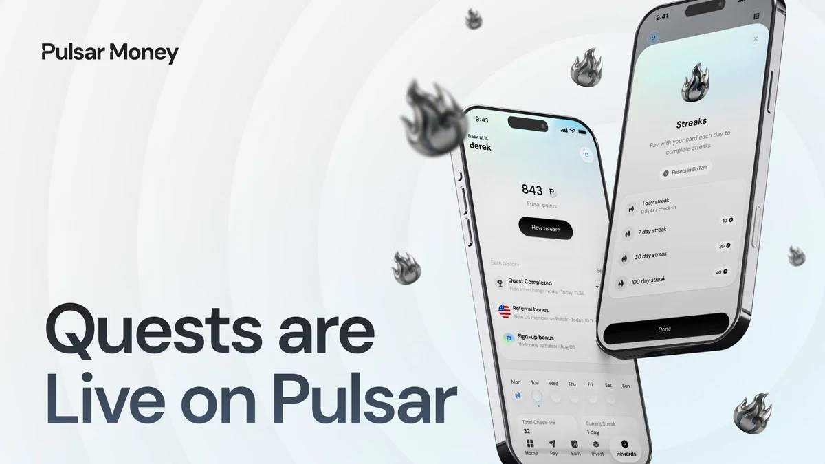 ᕈulsar Money: Quests are live on Pulsar now — public x-twitter post media curated for social post design inspiration.
