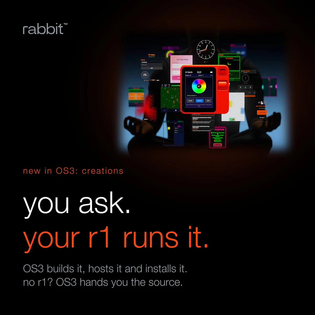 Rabbit inc.: a few big r1 + OS3 updates just landed — public x-twitter post media curated for social post design inspiration.