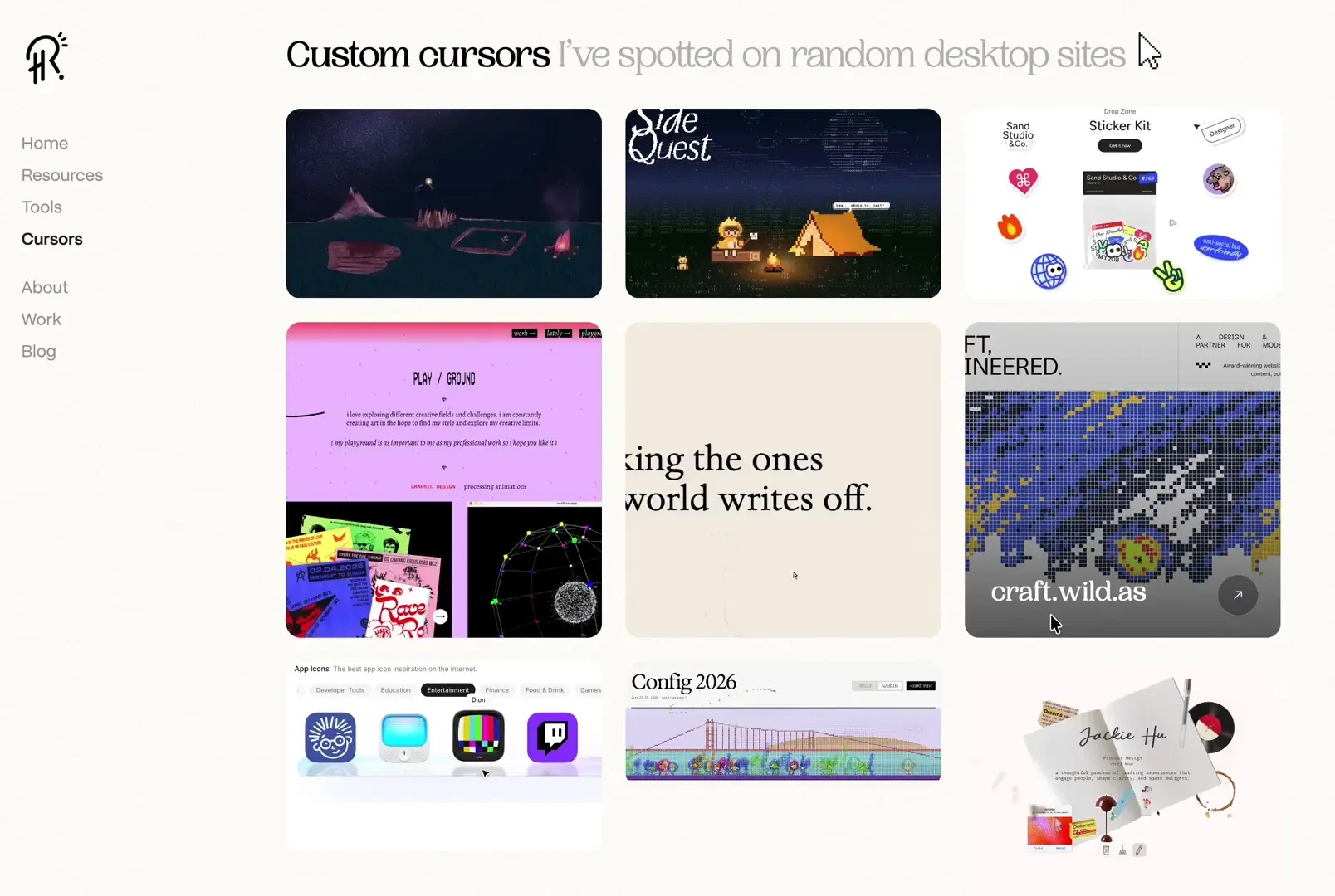 Rachel How: curated sites with fun custom cursors ◡̈ — public x-twitter post media curated for social post design inspiration.