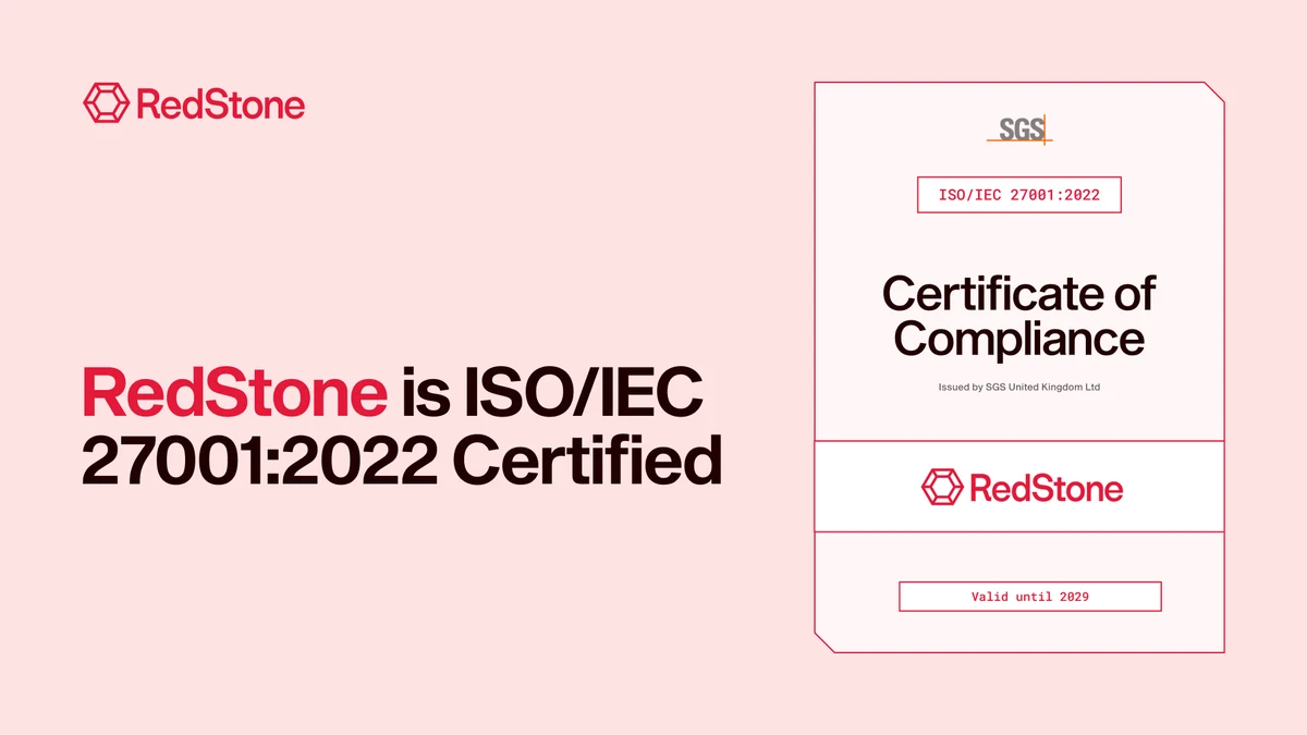 RedStone is now ISO/IEC 27001:2022 certified — public x-twitter post media curated for social post design inspiration.