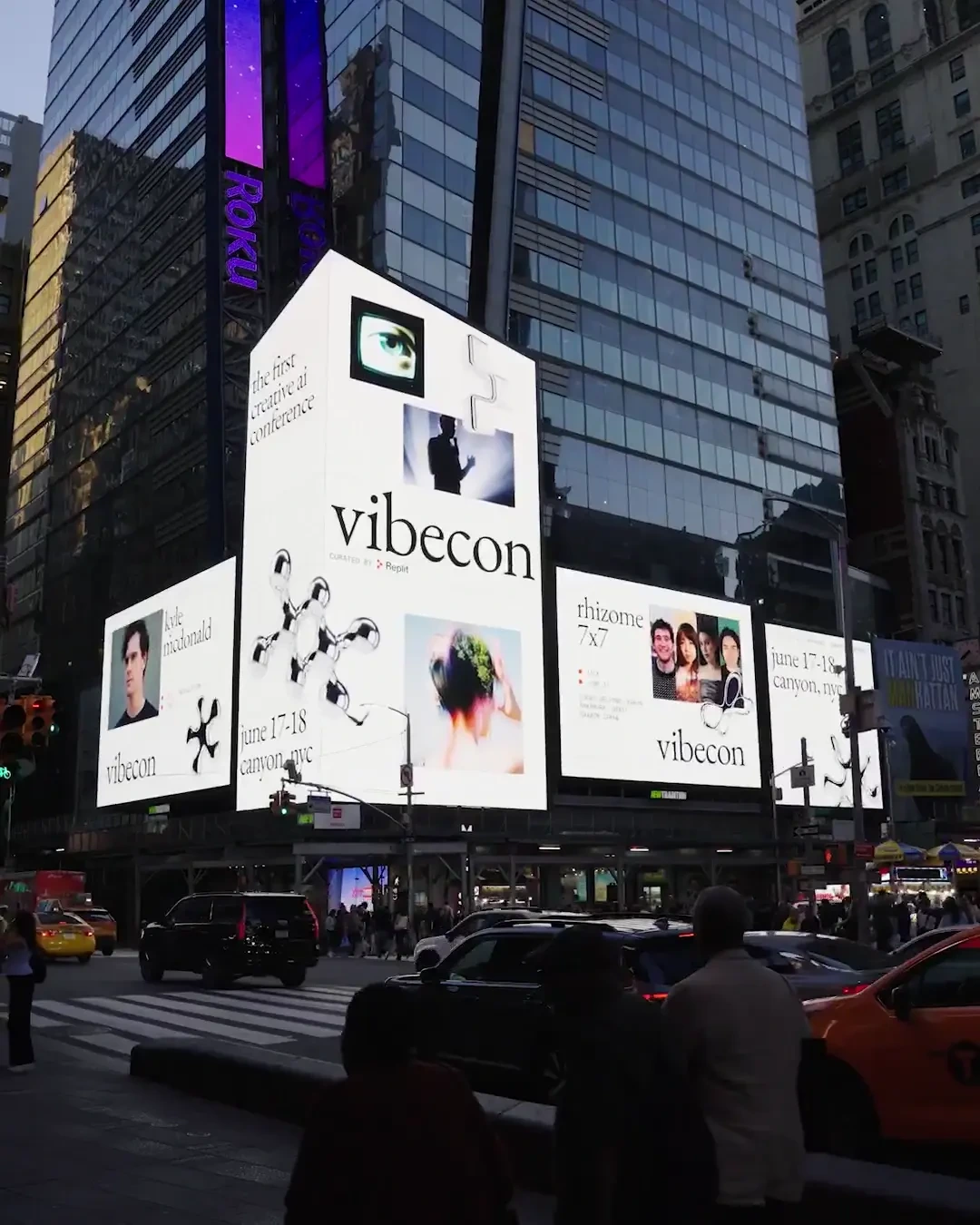 Replit NYC takeover campaign visual from a public X post, curated for social post design inspiration.