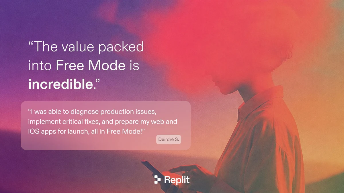 Replit ⠕: More freedom feels good — public x-twitter post media curated for social post design inspiration.