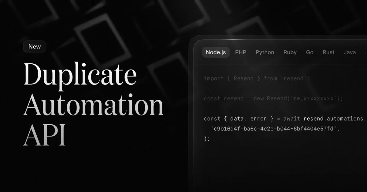 Resend: the duplicate automation API endpoint — public x-twitter post media curated for social post design inspiration.