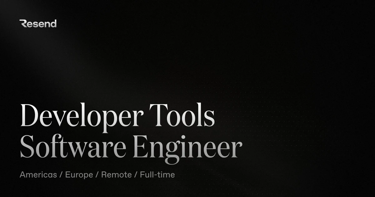 Resend: Open role: Software Eng, Dev Tools — public x-twitter post media curated for social post design inspiration.