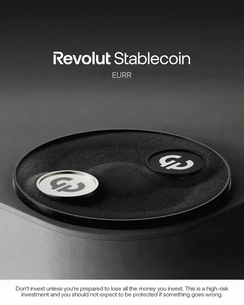 Revolut: We’re rolling out EURR, our first euro-backed stablecoin — public x-twitter post media curated for social post design inspiration.