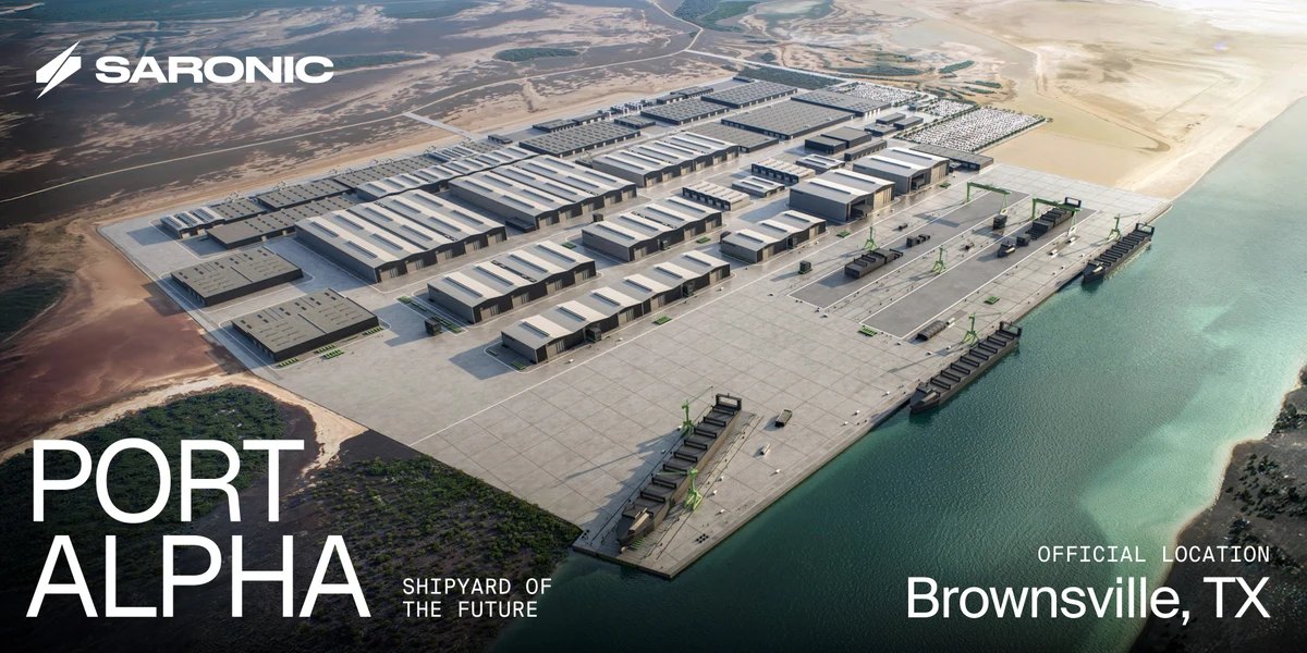 Saronic: we're proud to announce the future home of Port Alpha: Brownsville — public x-twitter post media curated for social post design inspiration.