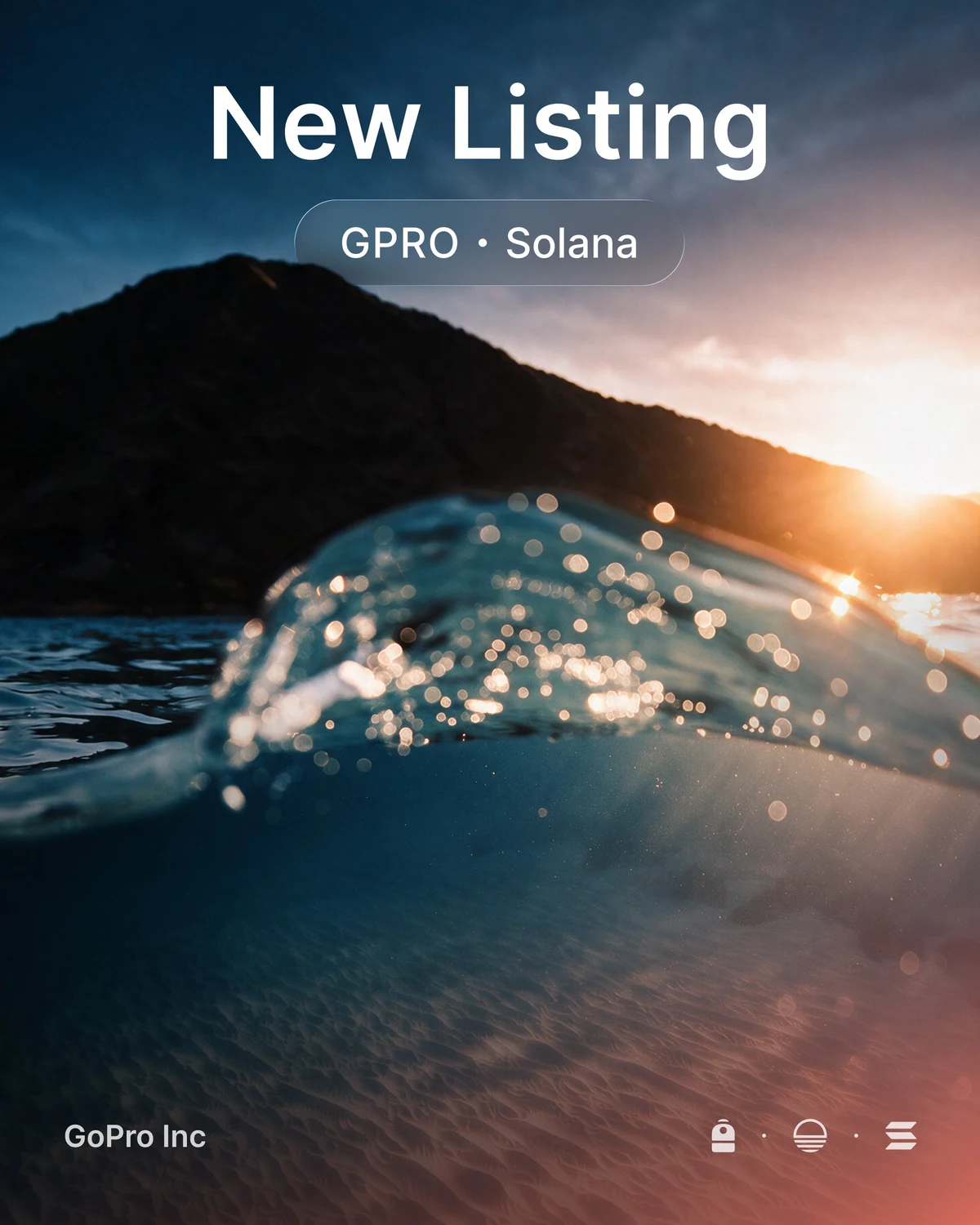 Sunrise has listed $GPRO on @Solana — public x-twitter post media curated for social post design inspiration.